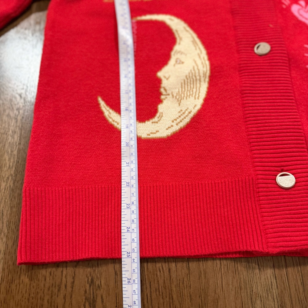 Never Fully Dressed Red Celestial Motif Cardigan - Picture 15 of 15